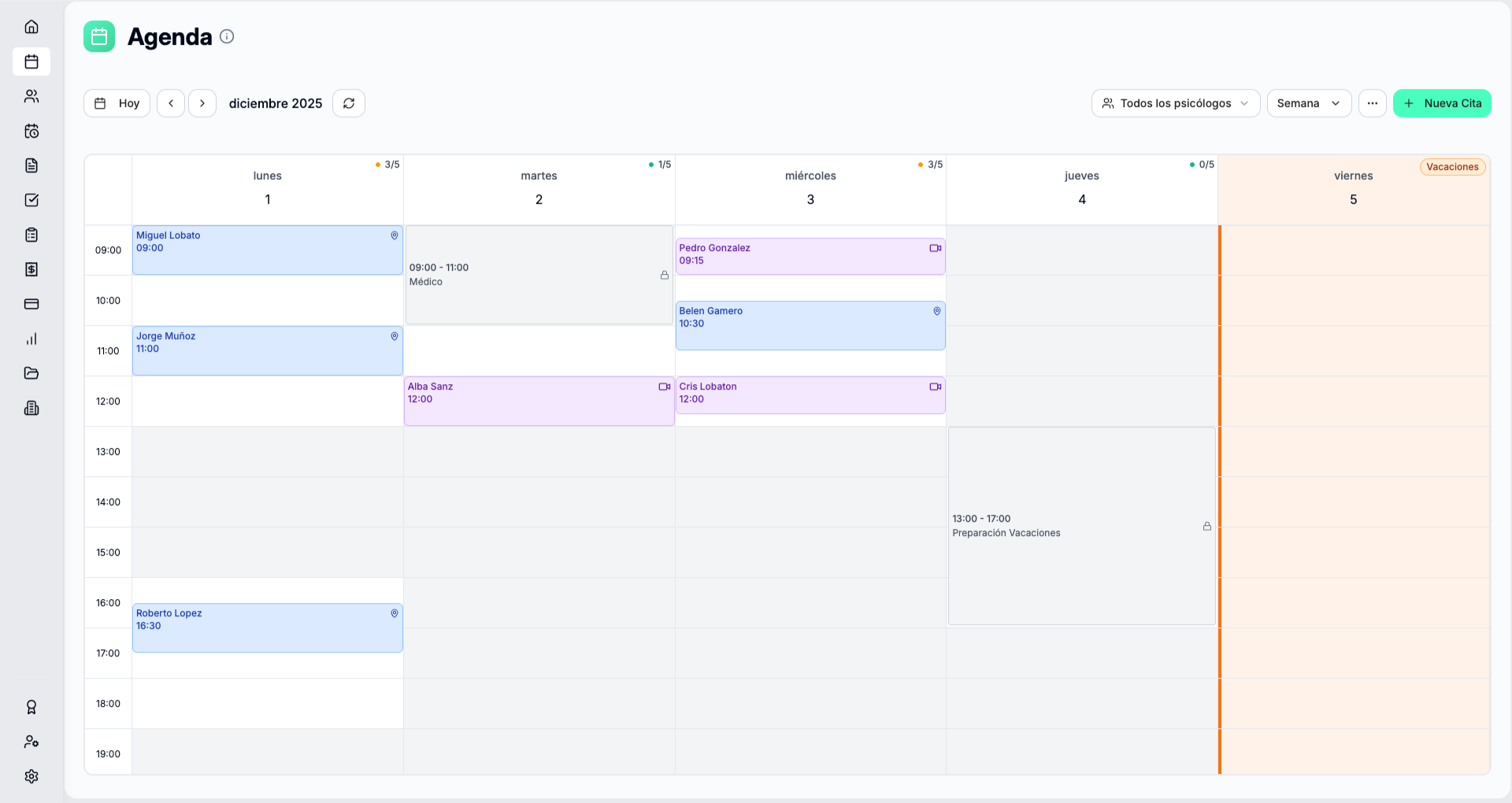 Agenda online para psicólogas - Gestión de citas y reservas automáticas moodo