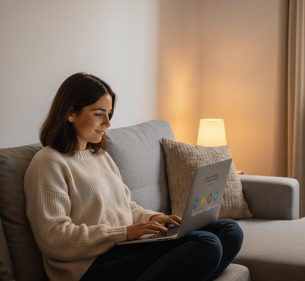 Psicóloga trabajando con cuestionarios digitales