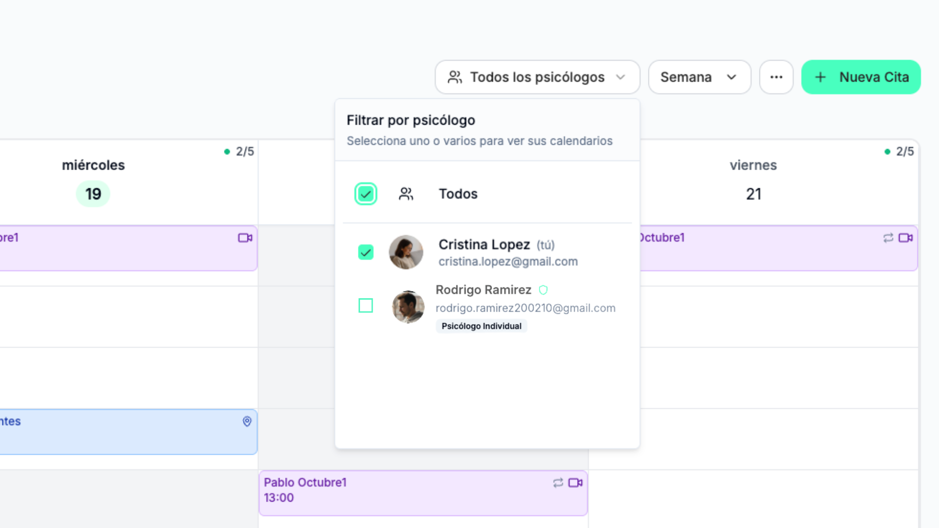Calendarios compartidos y coordinación