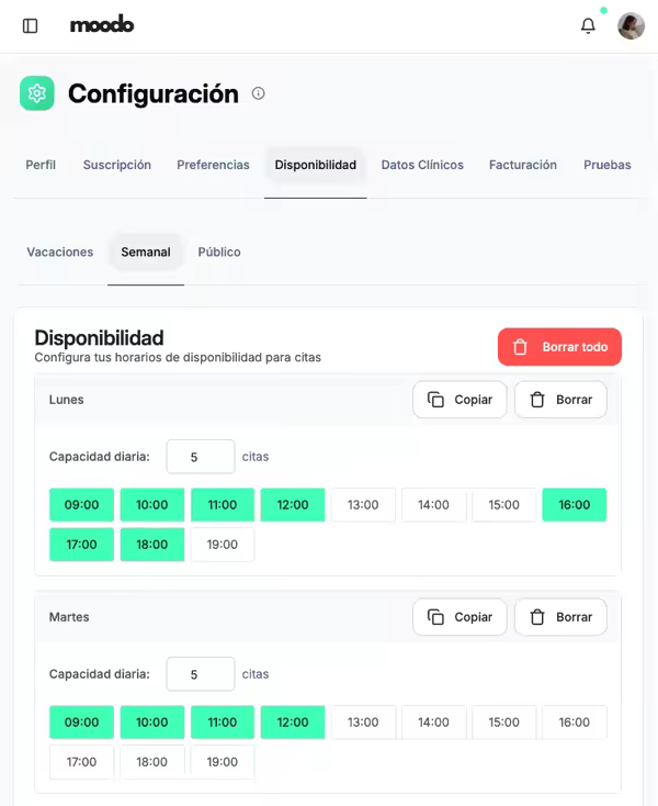 Paso 2: Configura tu calendario y precios
