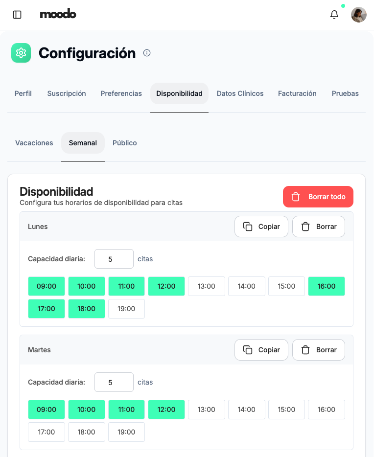 Paso 2: Configura tu calendario y precios